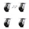 Service Caster 5 Inch Rubber on Steel Caster Set with Roller Bearings and Swivel Locks SCC SCC-35S520-RSR-BSL-4 - alternate 1